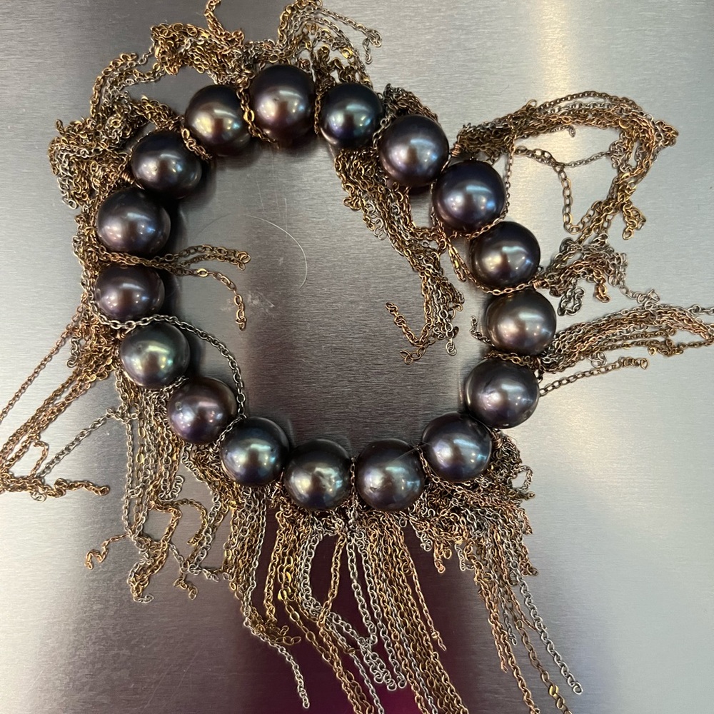 Samir’s 13 fringe bracelet with freshwater pearls, stretch, sterling, silver,